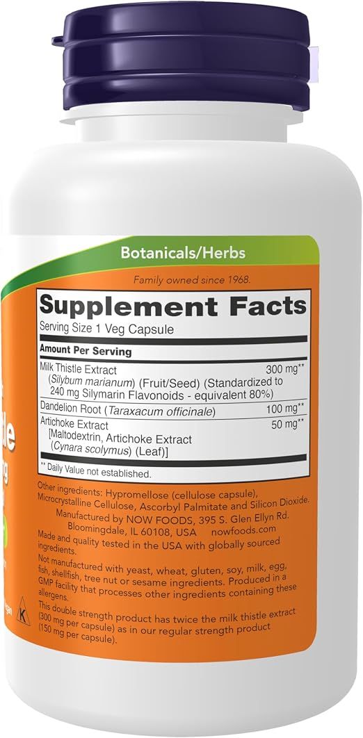 NOW Silymarin Milk Thistle 300 mg - 200 Veg Capsules
