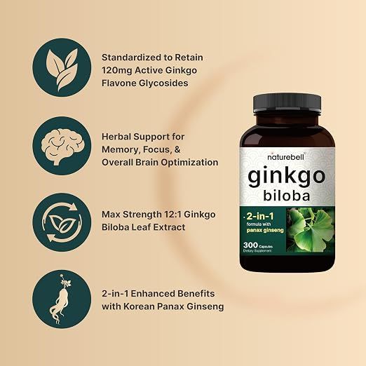Natural Bell Ginkgo Biloba + Panax Ginseng - 300 Capsules