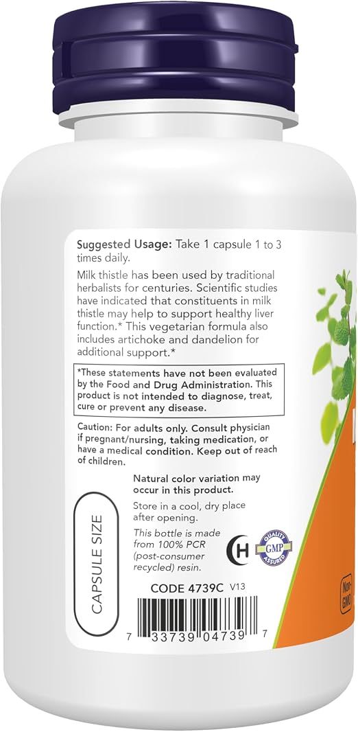 NOW Silymarin Milk Thistle 300 mg - 200 Veg Capsules