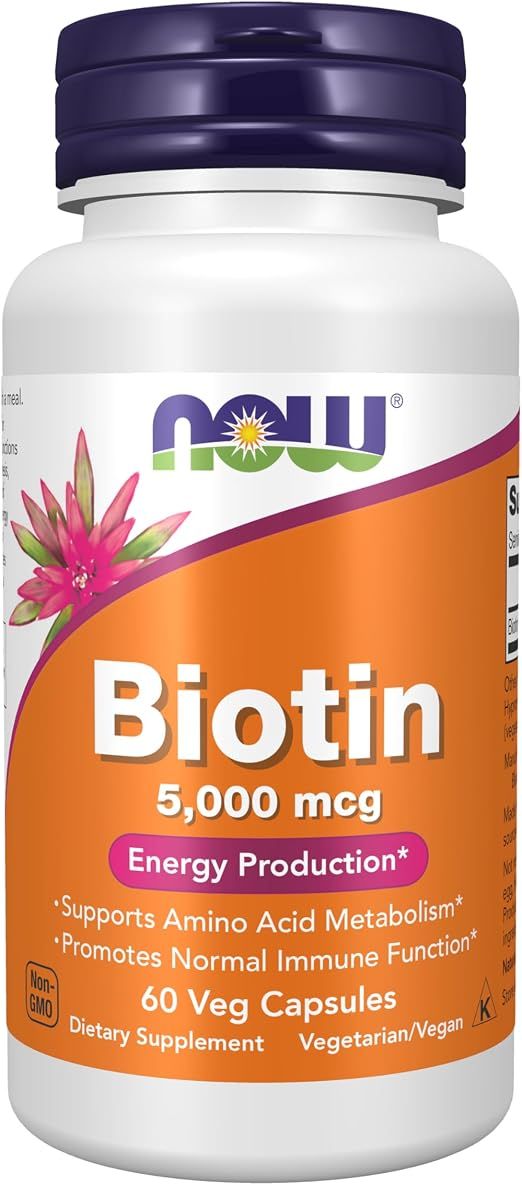NOW Biotin 5,000 mcg - 60 Veg Capsules