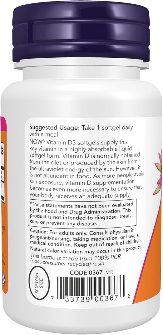 NOW Vitamin D-3 2,000 IU - 120 Softgels