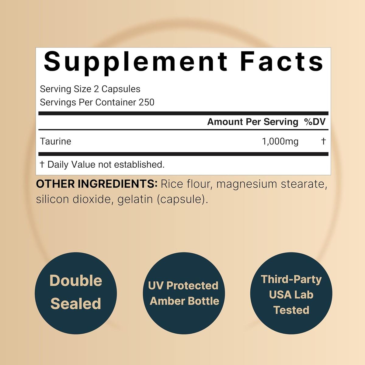 Natural Bell Taurine 1,000 mg - 500 Capsules