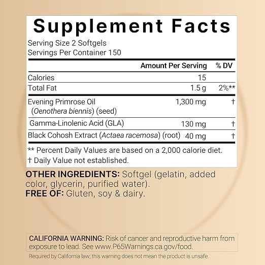 Evening Primrose Oil + Black Cohosh – 300 Softgels